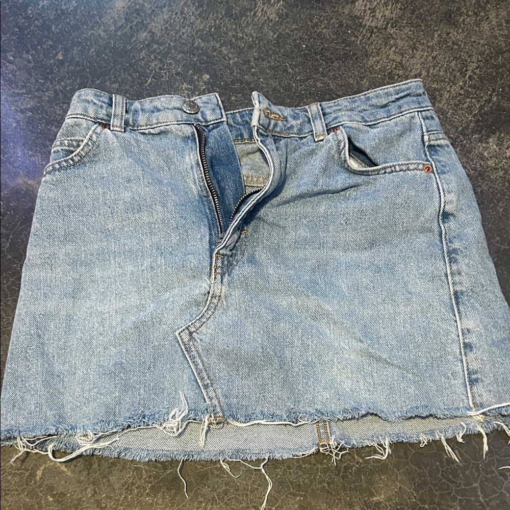 Topshop Light Blue Denim A-Line Skirt